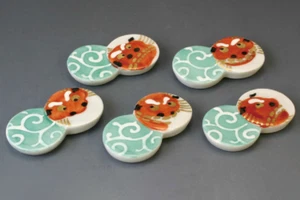 Kyo Kiyomizu Yaki Ware Japanische Essstäbchen Rest Hashioki 5 Stck. Shishimai Japan - Bild 1 von 2