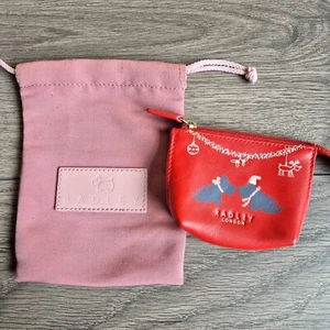 Radley leather coin purse 9x7cm small Red Christmas scene inc dustbag - Picture 1 of 4