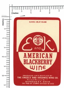 Vintage Wine Label E&K American Blackberry Wine Sandusky Ohio -9239 - Picture 1 of 1
