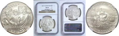 2007 P $1 Jamestown Silver Commemorative Dollar NGC MS 70 - Image 1 of 3