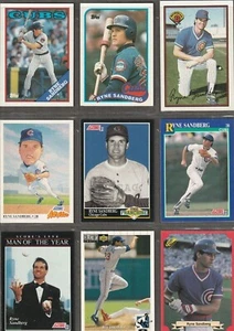 Ryne Sandberg Lot of 9 Baseball Cards Topps Score Classic Bowman 1988-1994 - Picture 1 of 2