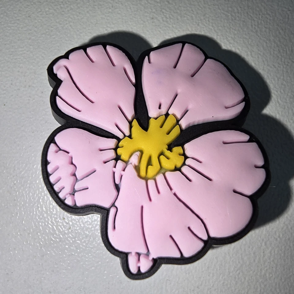 Pink Hibiscus Flower Charms For Crocs, Bubble Slides, Slippers, Sandals & Clogs