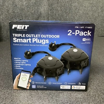 Feit Electric Triple Outlet Outdoor Smart Plugs 2-Pack M61A