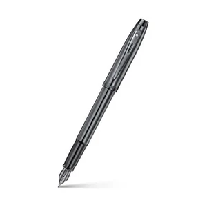 Pluma Estilográfica Sheaffer 100 en Gris Oscuro Brillante Gunmetal con Borde PVD - Mediana NUEVA - Imagen 1 de 1