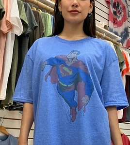 Superman Logo Retro Vintage Graphic Design T-shirt Soft Style - Picture 1 of 1