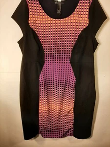 Lane Bryant Womens Black /multicolor geometric Design Size 18 Dress A2 - Picture 1 of 7