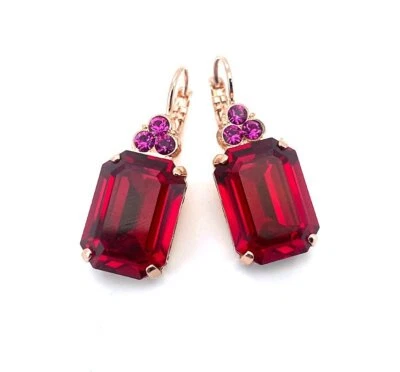 Earrings By Mariana Firefly Natures Coll. Fab Red & Fuchsia Austrian Crystals - Image 1 of 3