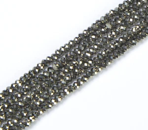 Titanium Pyrite Faceted 3x2mm 4x3mm Round AAA Beads Full Strand 15.5" PRP554 - Picture 1 of 10
