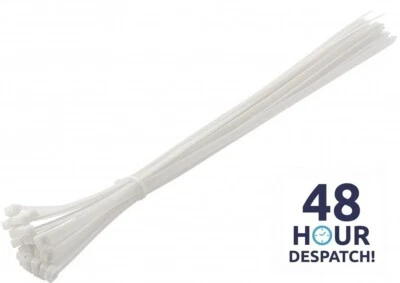 HOKERT TECHNIK Cable Ties White 100/140/200/250/300mm Nylon Zip Tie Wraps Strong Various Sizes