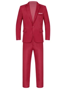 Men's 2-Piece Suits Slim Fit Dress Suit Notch Lapel Jacket Blazer and Pants Sets - Picture 1 of 58