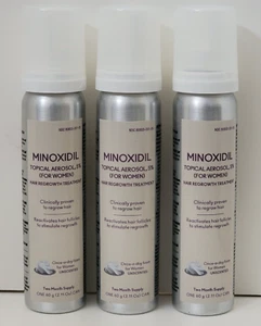 3 pk MINOXIDIL TOPICAL AEROSOL 5% HAIR REGROWTH TREATMENT FOR WOMEN - Picture 1 of 2