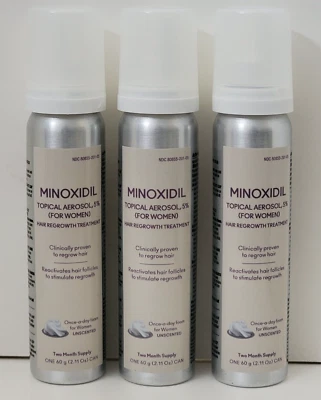 3 pk MINOXIDIL TOPICAL AEROSOL 5% HAIR REGROWTH TREATMENT FOR WOMEN - Image 1 of 2