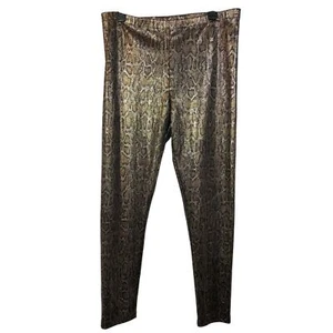 Metallic Snake Print Leggings Black Gold Silver Black MNG Mango Snakeskin - Picture 1 of 8
