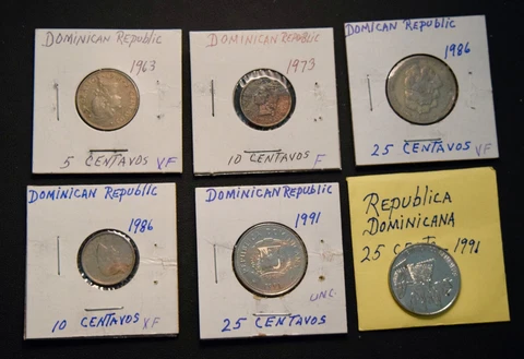 Lot of 6 Dominican Republic Coins 1963-1991, F-BU, See Photos Cover