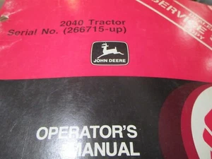 John Deere 2040 Tractor Operators Manual  266715-Up - Picture 1 of 3