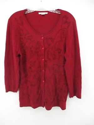 Cárdigan Coldwater Creek M 10/12 Manga 3/4 Botón Cuello Redondo Cárdigan Foto 1 de 4