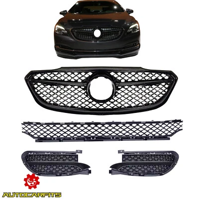 Fits Buick LaCrosse 2017-2019 18 Front Grille W/ Foglight Cover Full Gloss Black - Image 1 of 4