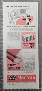 1942 Nashua Magazine Print Ad New Hampshire Blankets Sheets Purrey Blankets - Picture 1 of 2