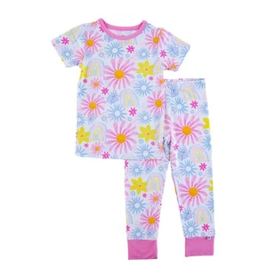 Birdie Bean Delia 2 Piece Pajamas Bamboo Shirt Pants Girls Size 6T Pink Floral - Picture 1 of 10