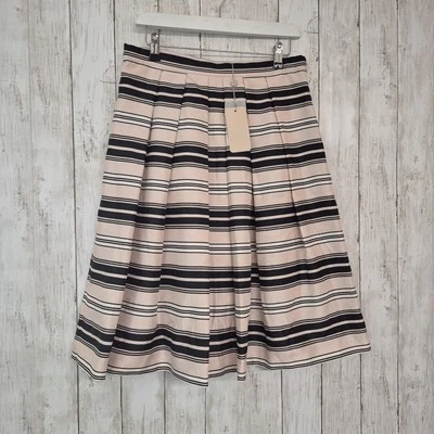 Jacques Vert Size 12 Skirt Fit & Flare Candy Pink Black Striped A Line Lined New - Image 1 of 4