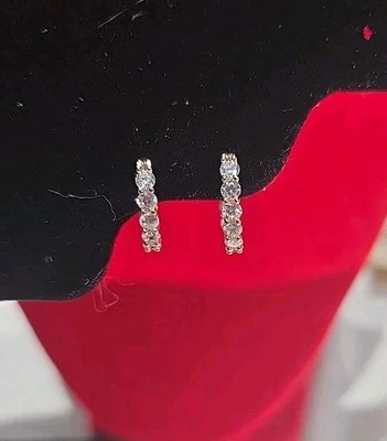 JUEGO DE PLATA ESTERLINA SUPERPUESTA COLOR ROSA CON PIEDRAS BLANCAS #89 ER Foto 1 de 4