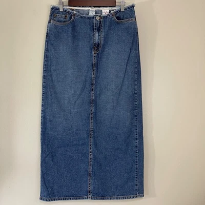 LUCKY BRAND Skirt 12/31 Vtg Y2K USA Denim Jean Maxi Long Boho Cottagecore Modest - Image 1 of 4