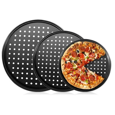 Pizzablech Stanzbackblech Antihaft mit Loch Pizzaform Grillblech Backform R2535 - Bild 1 von 4