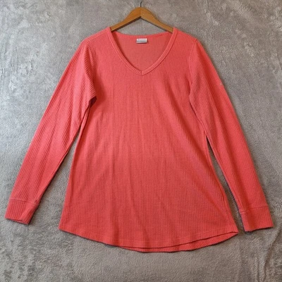 Top térmico Columbia para mujer túnica grande coral rosa tejido gofre manga larga Foto 1 de 4