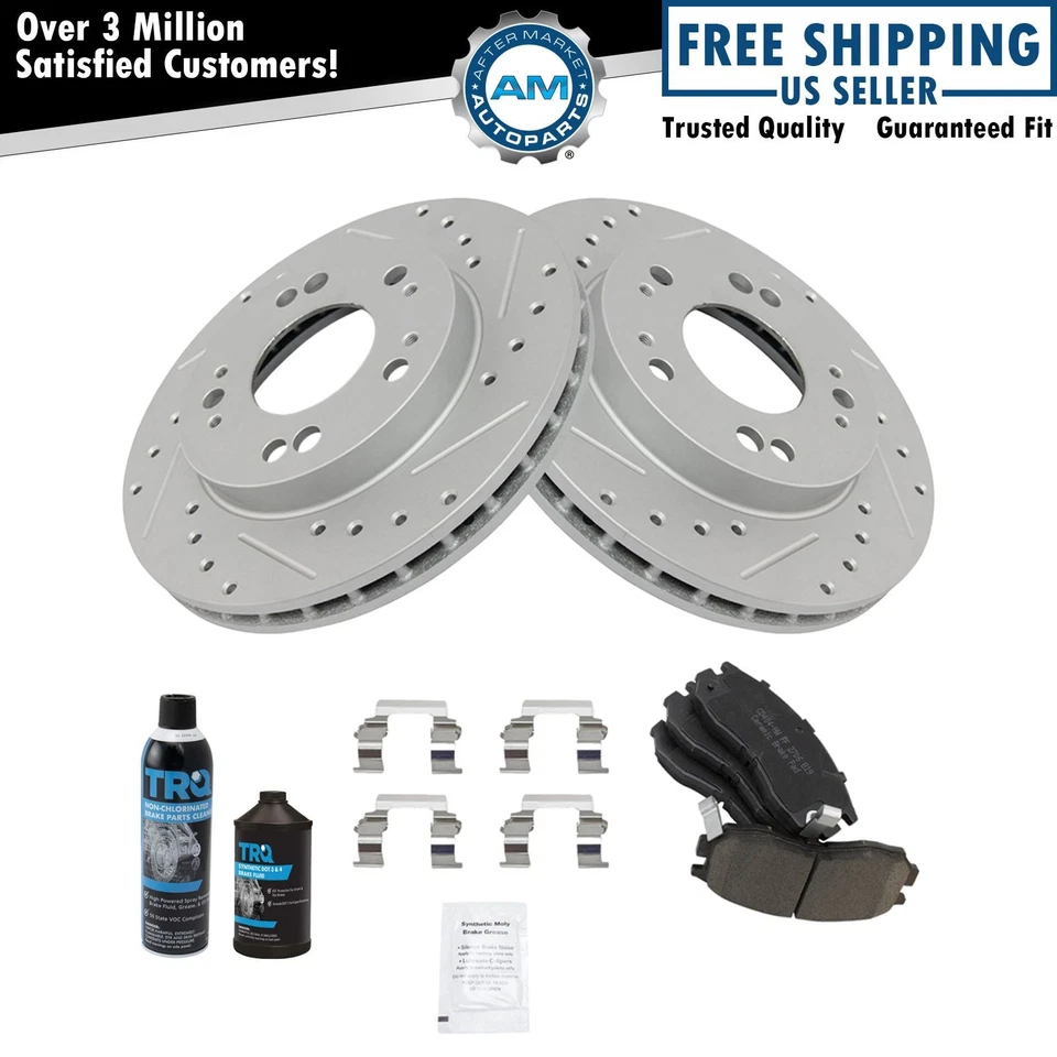 Kit delantero de rotor de freno y pastillas de cerámica recubiertas Performance con productos químicos Foto 1 de 4