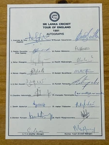 Hand Signed Sheet - Sri Lanka Cricket Team 1991 - 18 signatures - Picture 1 of 1