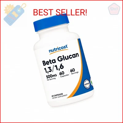 Nutricost Beta Glucano 500 mg 1,3/1,6 D-Glucano, 60 cápsulas vegetarianas - Gluten Fr Foto 1 de 2
