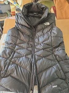 Chaleco North Face para mujer mediano negro cremallera completa 550 plumón relleno acolchado senderismo al aire libre - Imagen 1 de 9