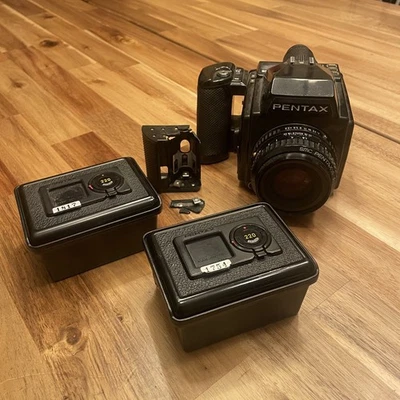 Pentax 645 Film Camera + SMC A 75mm f/2.8 Lens + 2x 220 Film Backs - Image 1 of 4