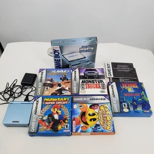 Game Boy Advance SP Pearl Blue Game Boy Console and Games ags-101 NINTENDO - Picture 1 of 23