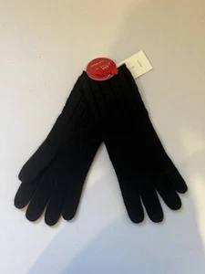 CC41 Charter Club Cashmere Knit Gloves Black Womens One Size - Picture 1 of 3