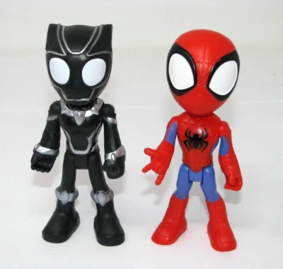Lote de figuras de juguete Spidey and His Amazing Friends Spider-Man Black Panther 4" Hasbro Foto 1 de 4