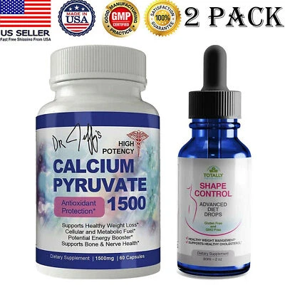 Pyruvate 钙 1500 粒胶囊和形状控制减肥饮食滴剂组合包 — 第 1/4 张图片