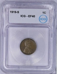 1919-S Lincoln Cent 1c ICG EF40 XF40 - Picture 1 of 4