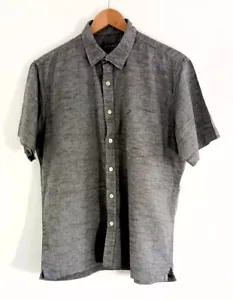 Crocodile Men's Gray Linen Blend Short Sleeve Button Up Shirt Size 16 (Medium) - Picture 1 of 6