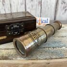 Télescope victorien en laiton avec boîte, finition antique, verre monoculaire portable