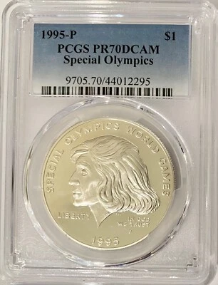 1995-P Special Olympics World Games Silver Dollar PCGS Proof-70 DCAM - Image 1 of 4