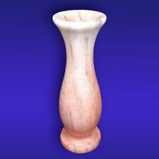 Onyx Marble Carved Polished Stone Pink Red Alabaster Bud Vase 11.5 cm - Vintage 
