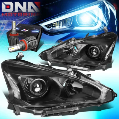 FOR 2013-2015 Nissan ALTIMA 4DR PROJECTOR HEADLIGHT W/LED KIT+COOL FAN BLACK - Image 1 of 4