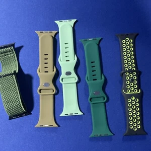 5-Pack Greens Soft Silicone and Sport Flex Strap Bands Apple Watch 38-41mm - Picture 1 of 2