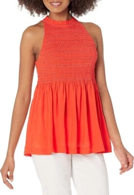 NUEVO CON ETIQUETAS - Top Halter Trina Turk 'El Rancho' Sin Mangas Calado, Antorcha Naranja - Mediano Foto 1 de 2