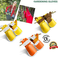 Leather Gardening Gloves Ladies Thorn Proof Thick Work Gauntlets Heavy Duty Mens