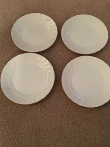 SET OF 4 MIKASA WEDDING BAND SALAD PLATES GOLD RIM - Picture 1 of 3