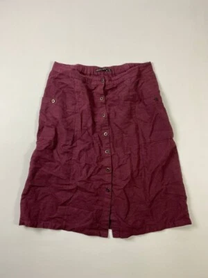 GUDRUN SJODEN BURGUNDY Button Front Linen Midi SKIRT Extra Large XL - Image 1 of 4