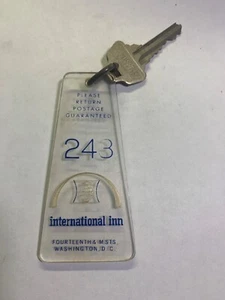 International Inn Hotel Motel Room Key Fob & Key Washington D.C. #243 RARE - Picture 1 of 2