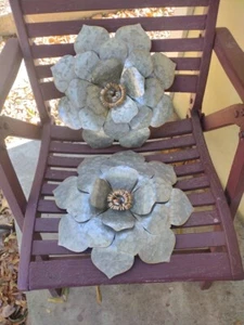 Galvanized Metal Flower Wall Decor Approximately 15" X 15" - Picture 1 of 7